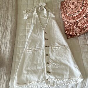 Beginning boutique backless white jean dress